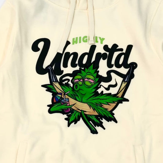 HIGHLY UNDRTD Smoky Vacation Graphic Pullover Hoodie - Cream