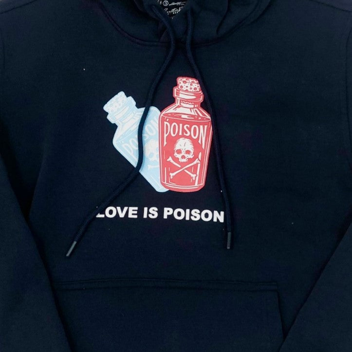 Poison Is Love Mens Graphic Pullover Hoodie - Navy