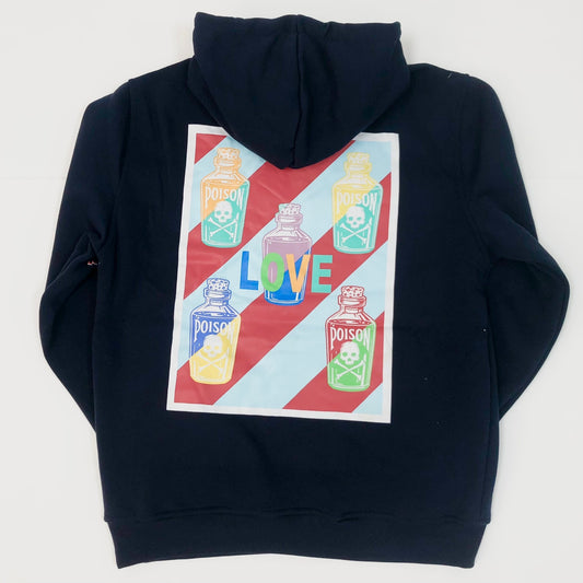 Love Is Poison Mens Graphic Pullover Hoodie - Navy