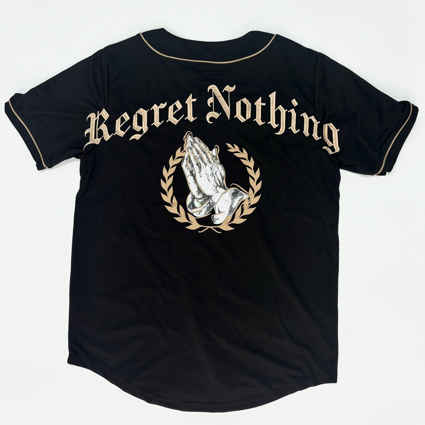 REBEL MINDS Regret Nothing Graphic Baseball Jersey Shirts