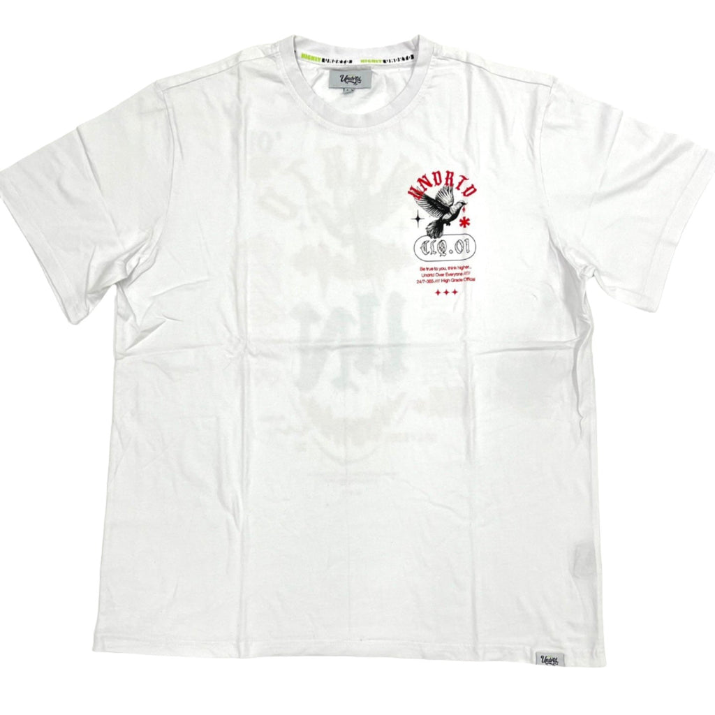 HIGHLY UNDRTD CLIQUE Washed Vintage Graphic T-Shirt - White
