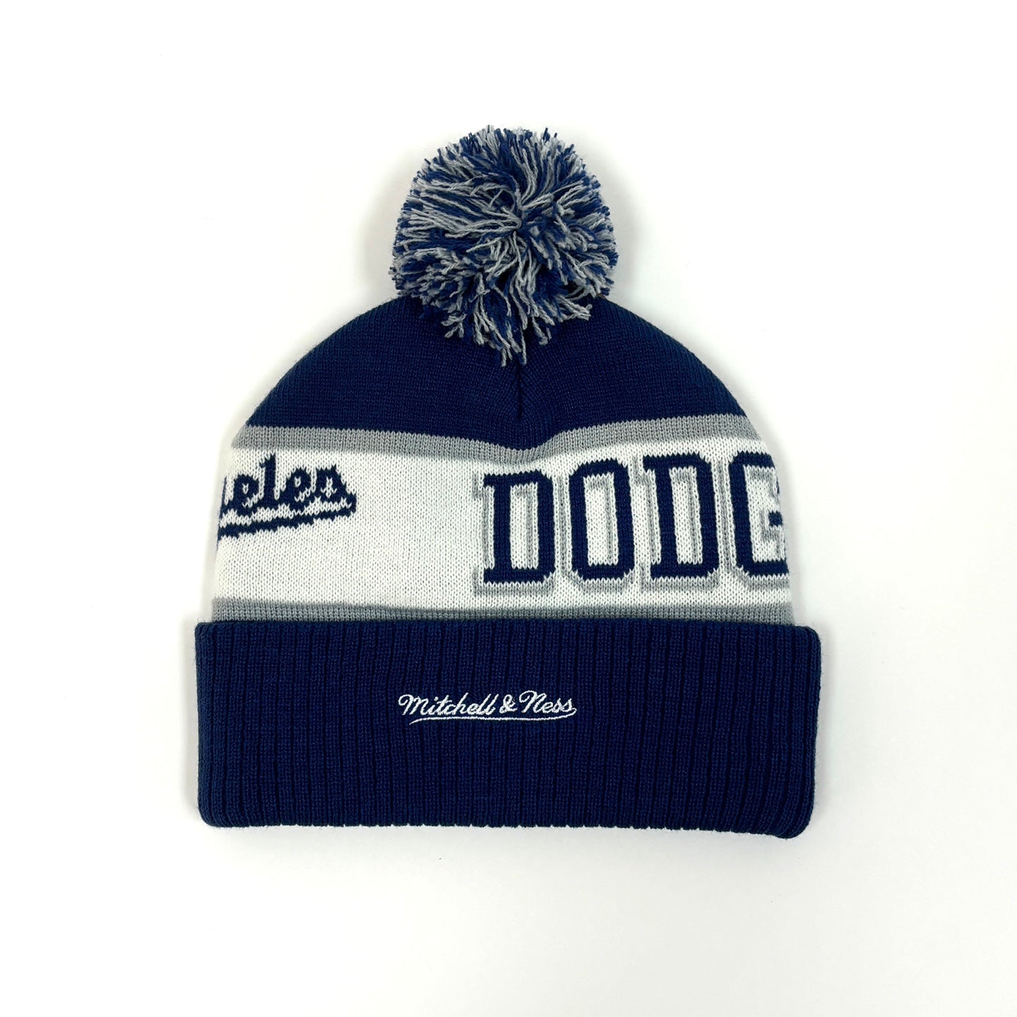 MITCHELL & NESS Los Angeles Dodgers Block Sweep Pom Knit Beanie