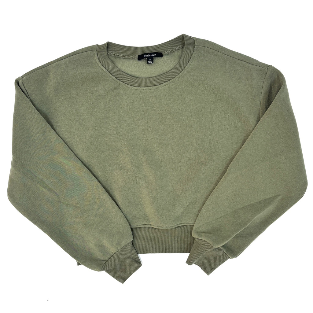 Women's Basic Fleece Long Sleeve Crop Top