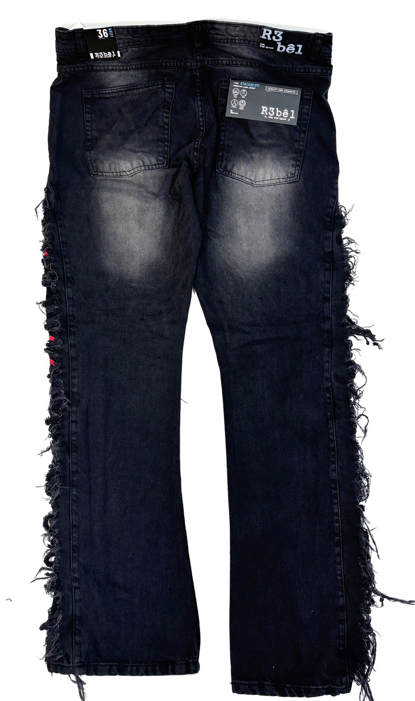 R3BEL Ripped Color Washed Stacked Jeans