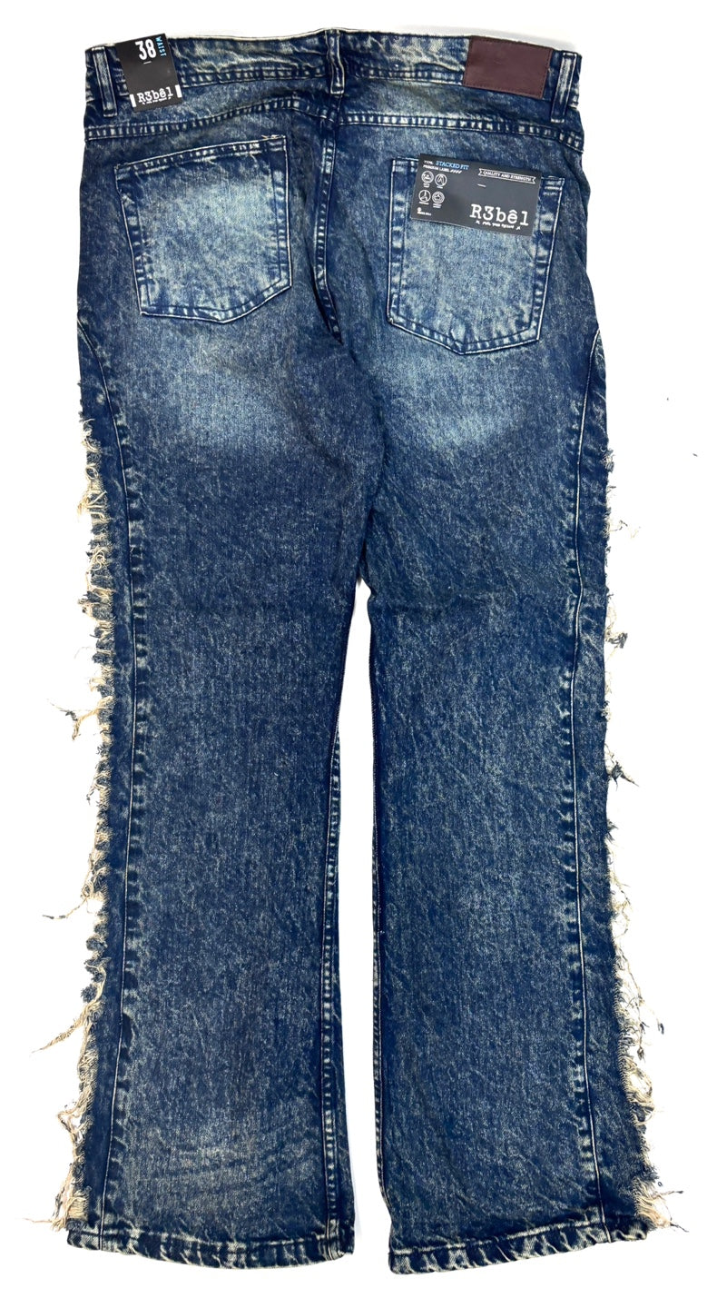 R3BEL Ripped Color Washed Stacked Jeans