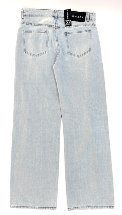 WAIMEA Ripped Color Washed Baggy Jeans