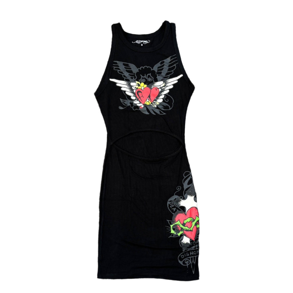 ed hardy tank dress Retro Flash Rib This cutout tank dress is cut from a rib cotton Womens Panther And Flowers Diamante