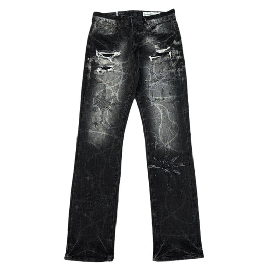 SMOKE RISE Long Slim Washed Tapestry Jeans