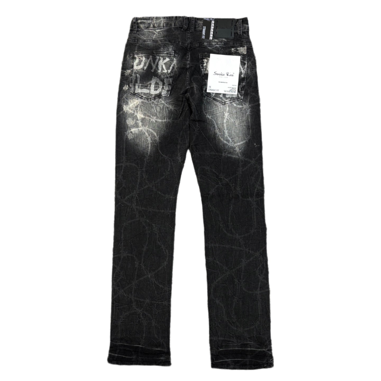 SMOKE RISE Long Slim Washed Tapestry Jeans