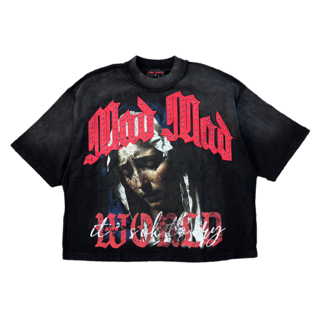 RARE PEACE Mad World Cropped Tee