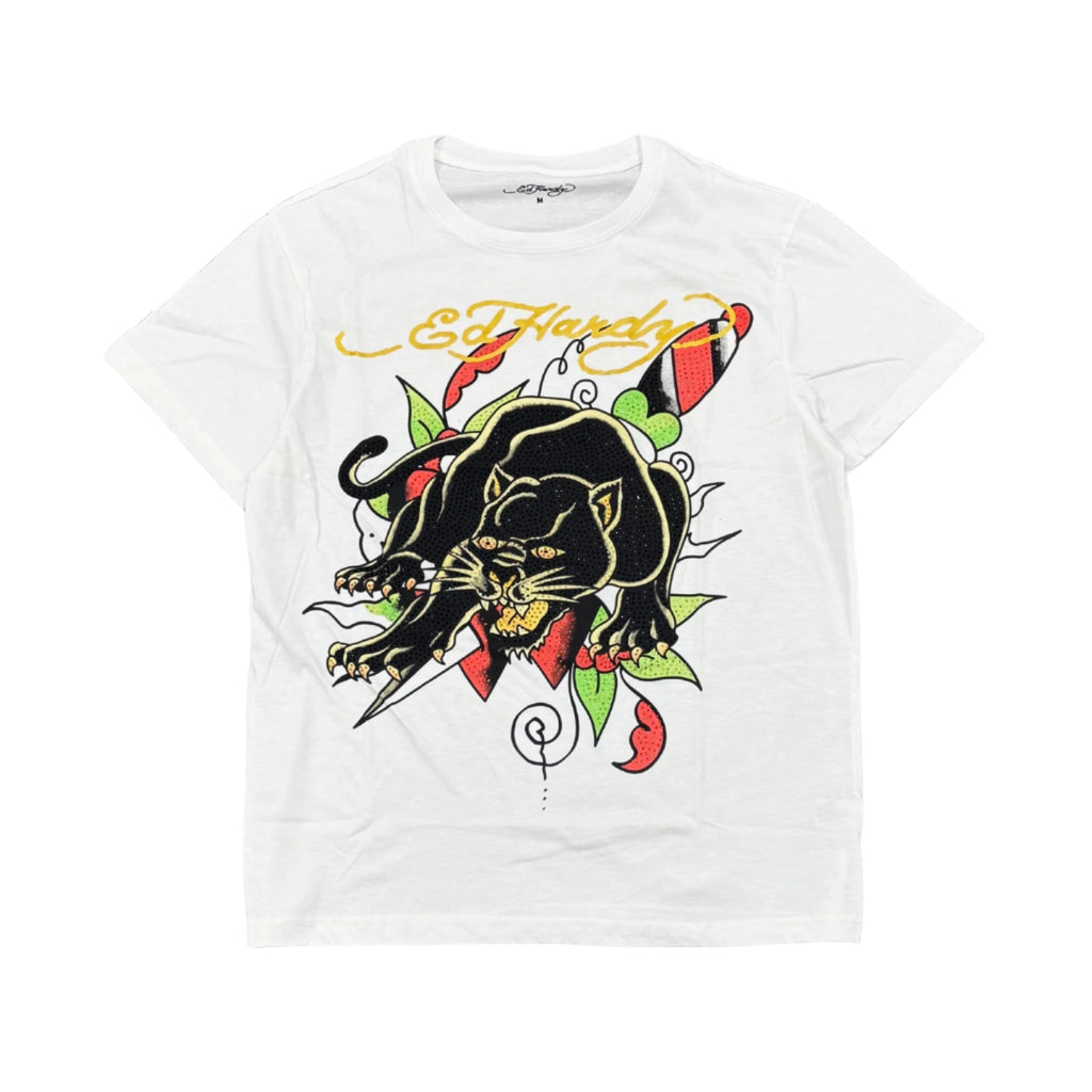 ED HARDY Crouching Panther Rhinestone Tee
