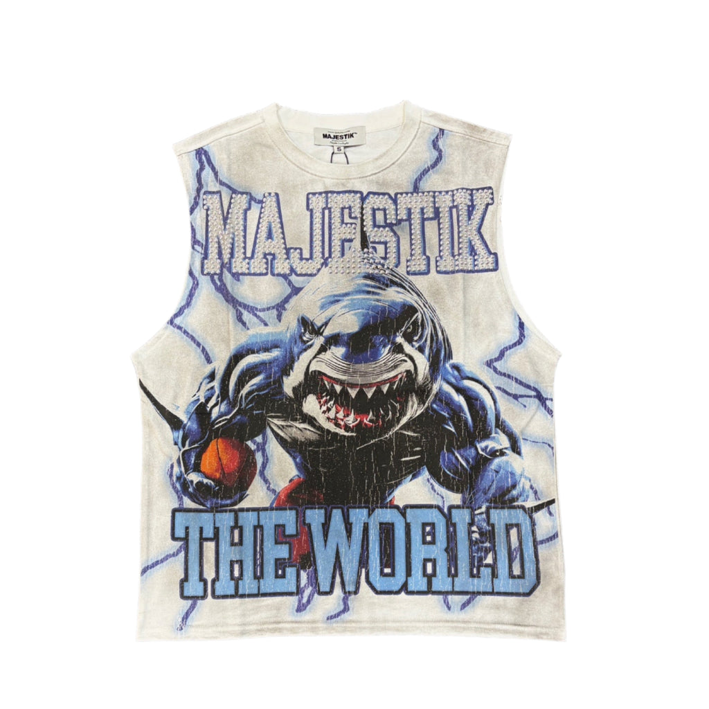 MAJESTIK The World Shark Graphic Tank Top