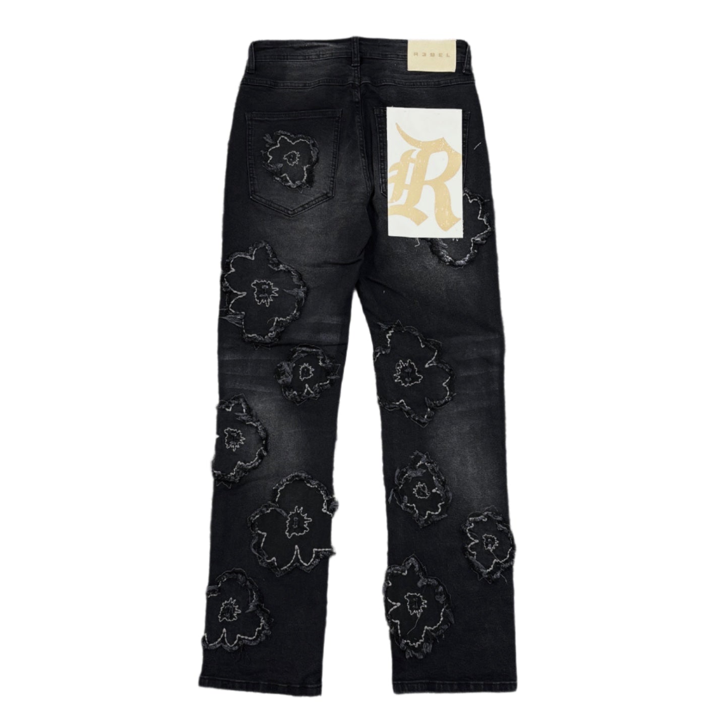 R3BEL Floral Straight Fit Jeans - Black