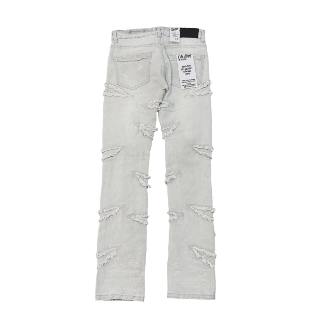 EVOLUTION Slim Fit Ripped Denim Pants - Grey