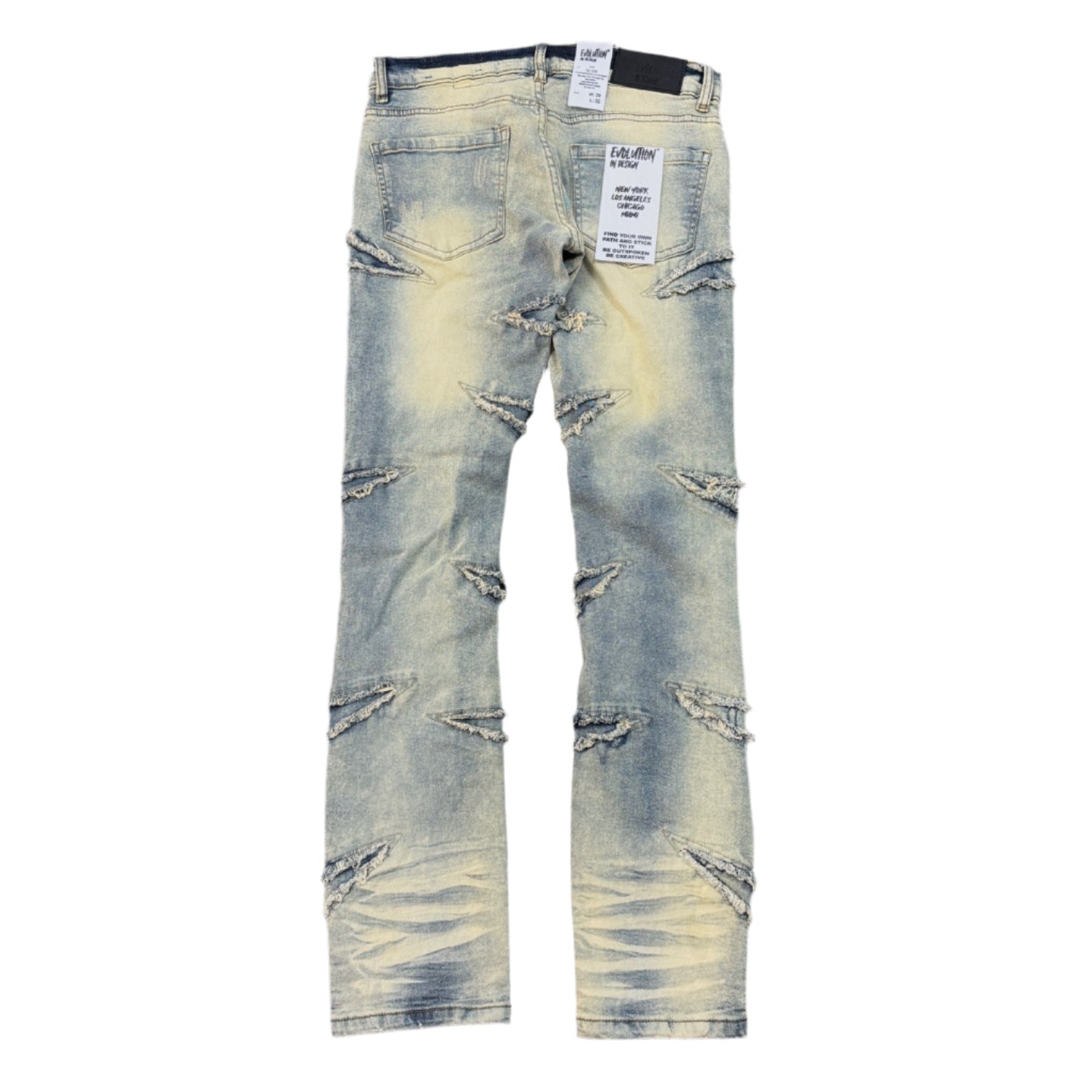 EVOLUTION Slim Fit Ripped Denim Pants - Light Tint