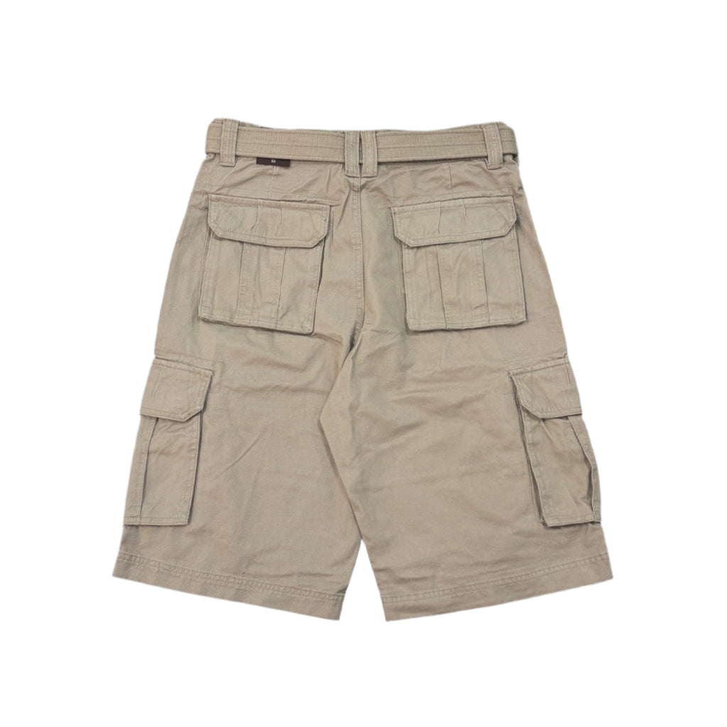 Khaki Military Cargo Shorts with Pockets