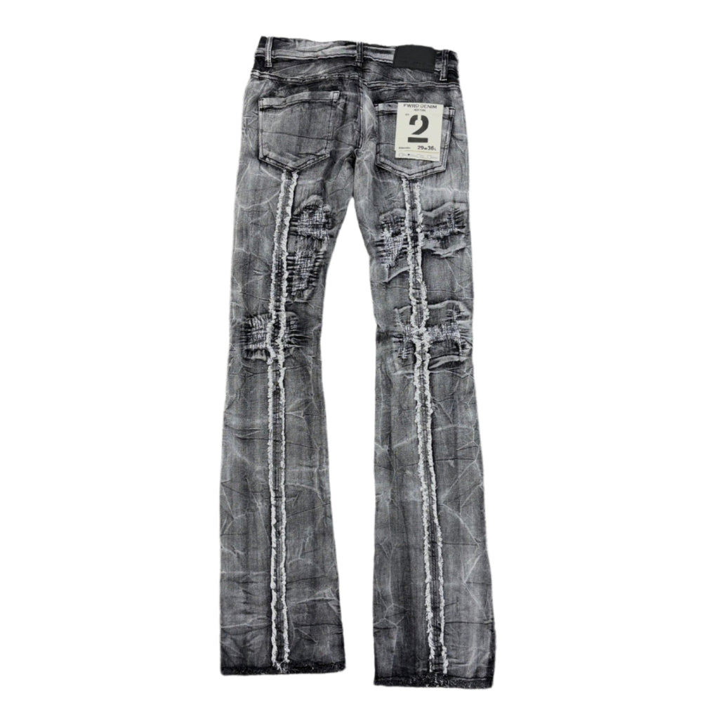 EVOLUTION Color Washed Ripped Stacked Jeans