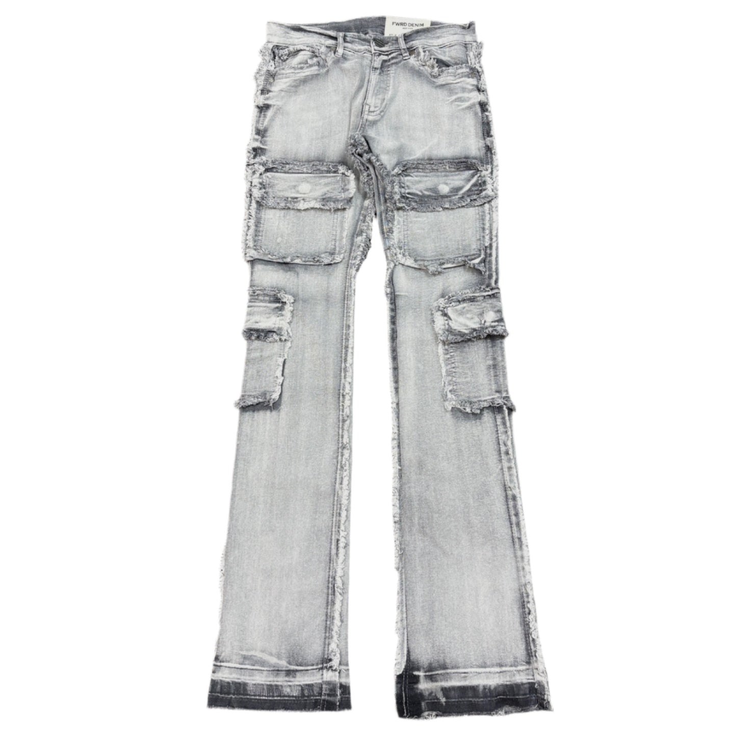 EVOLUTION Multi Pockets Ripped Stacked Jeans