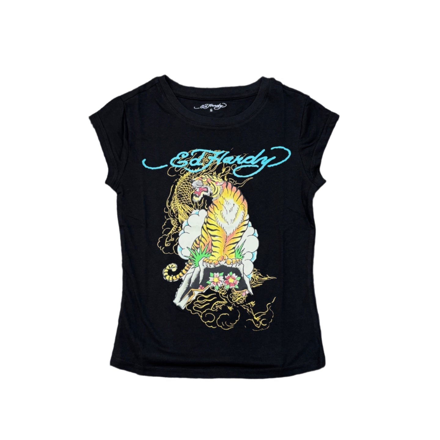 ED HARDY Tiger Mountain Cap Sleeve Tee