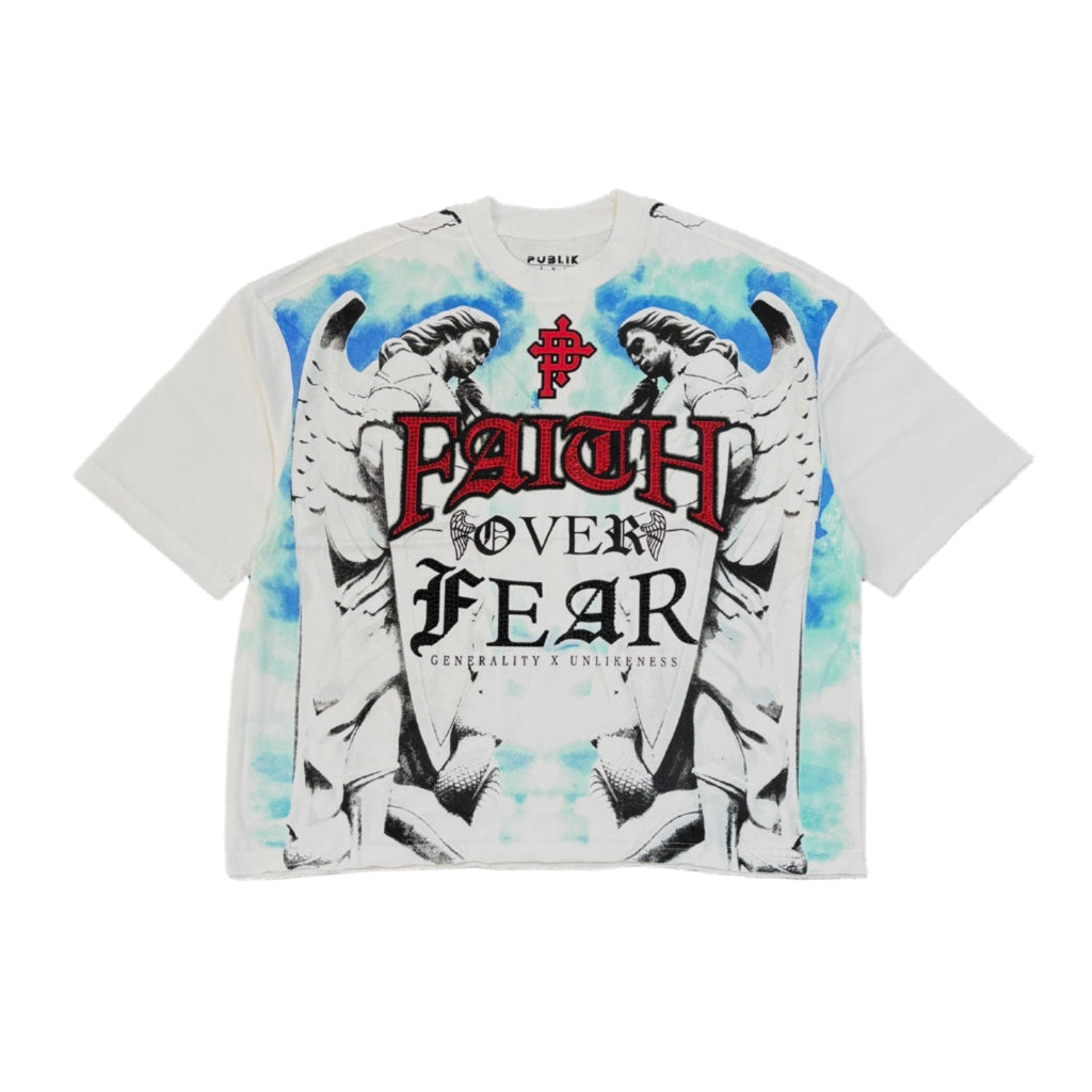 PUBLIK Faith Over Fear Rhinestone Graphic Crop Tee