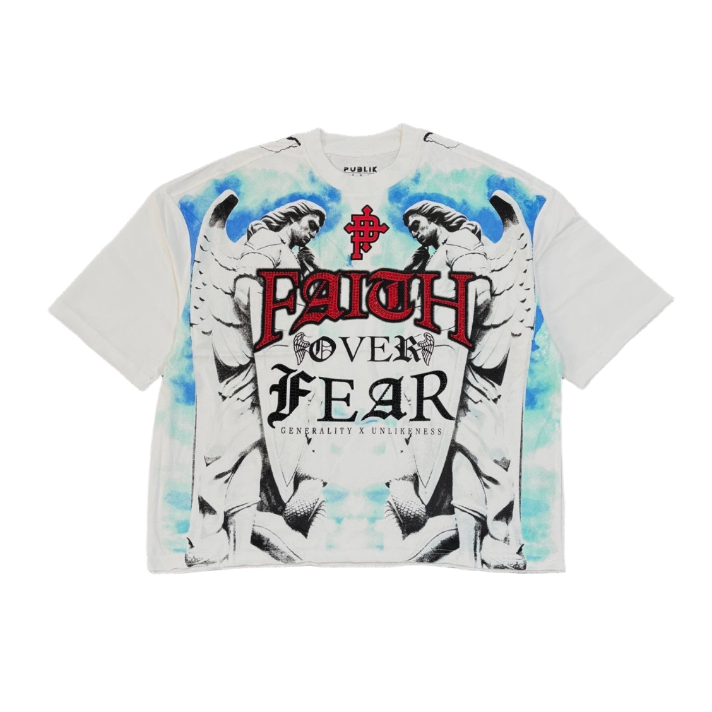 PUBLIK Faith Over Fear Rhinestone Graphic Crop Tee