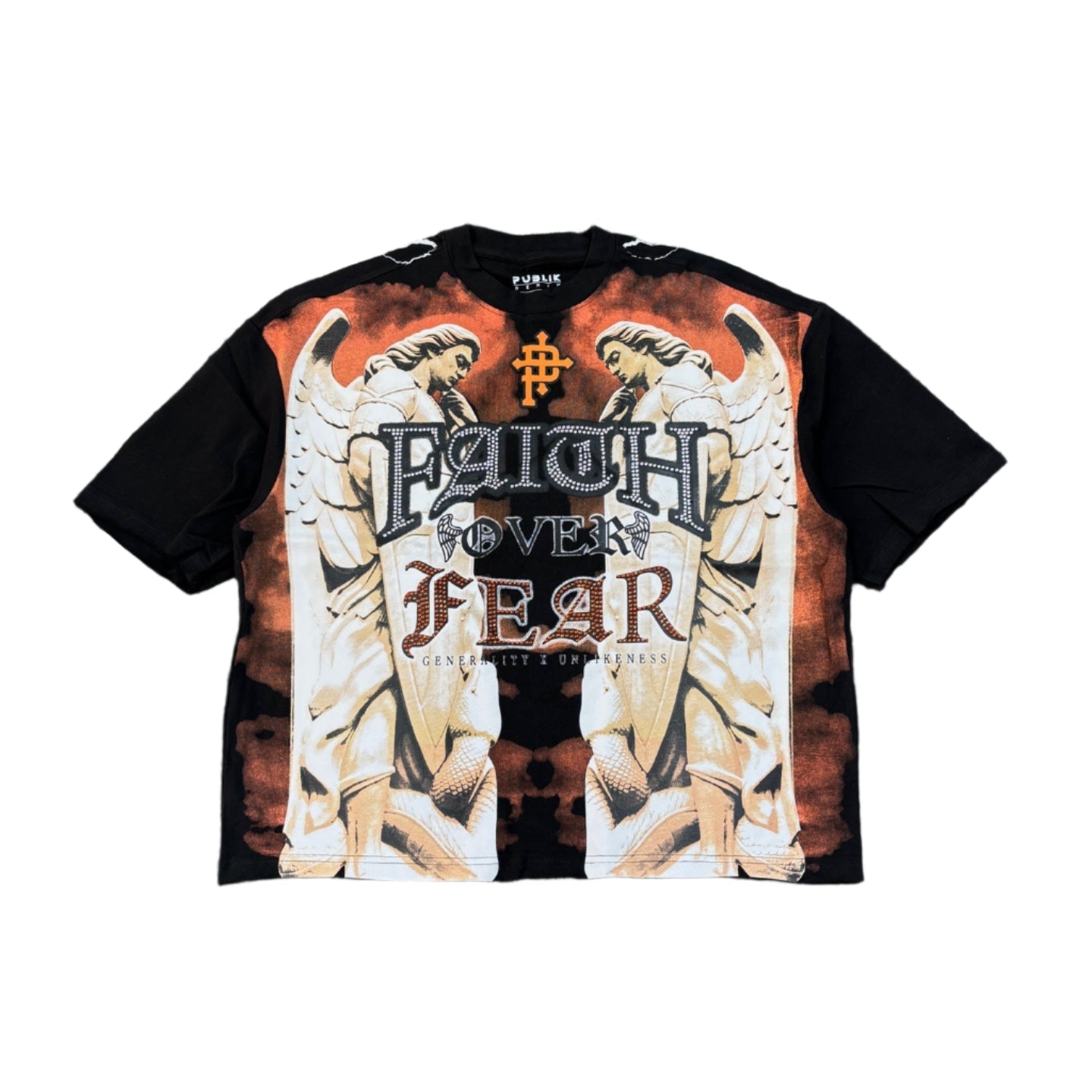 PUBLIK Faith Over Fear Rhinestone Graphic Crop Tee