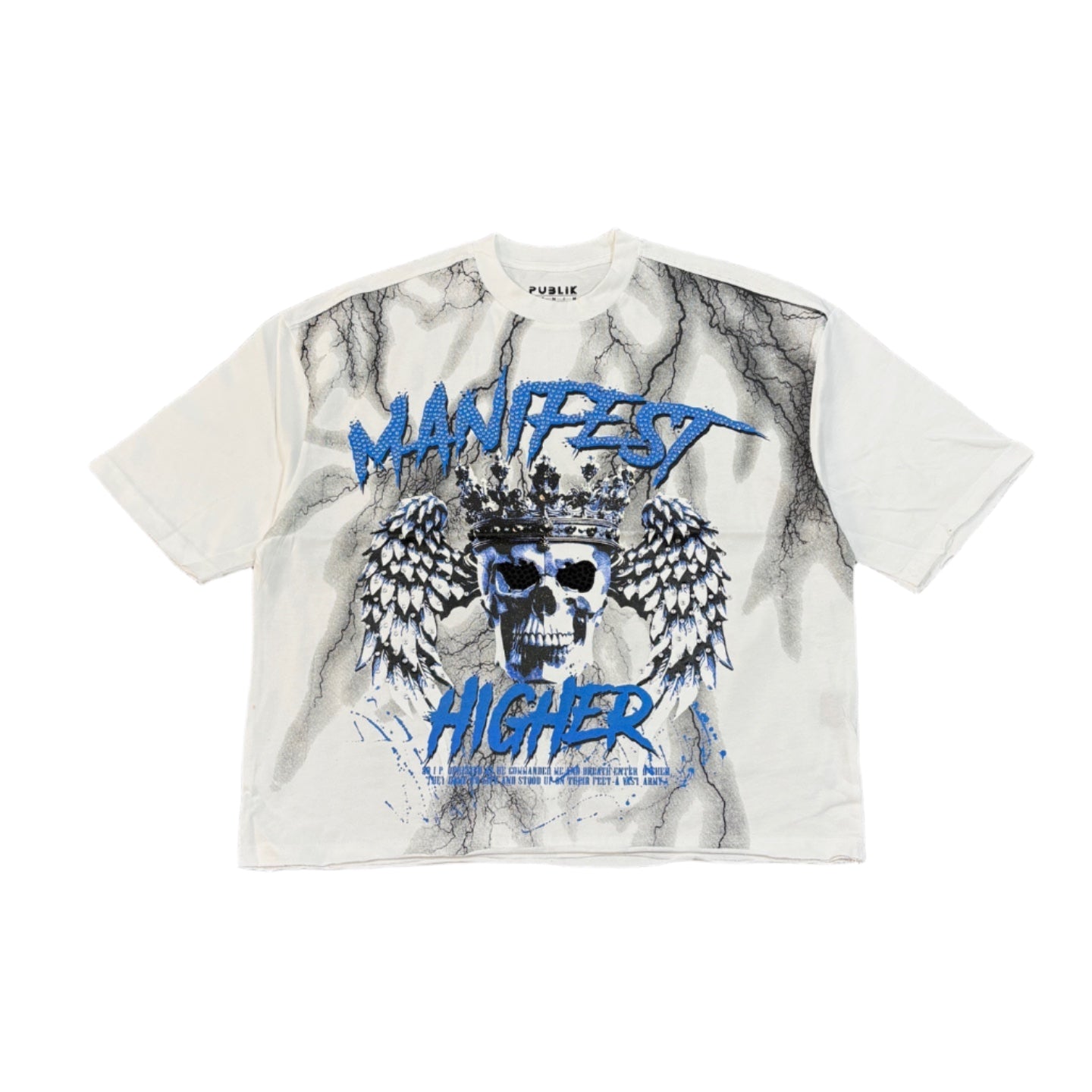 PUBLIK Manifest Higher Rhinestone Graphic Crop Tee