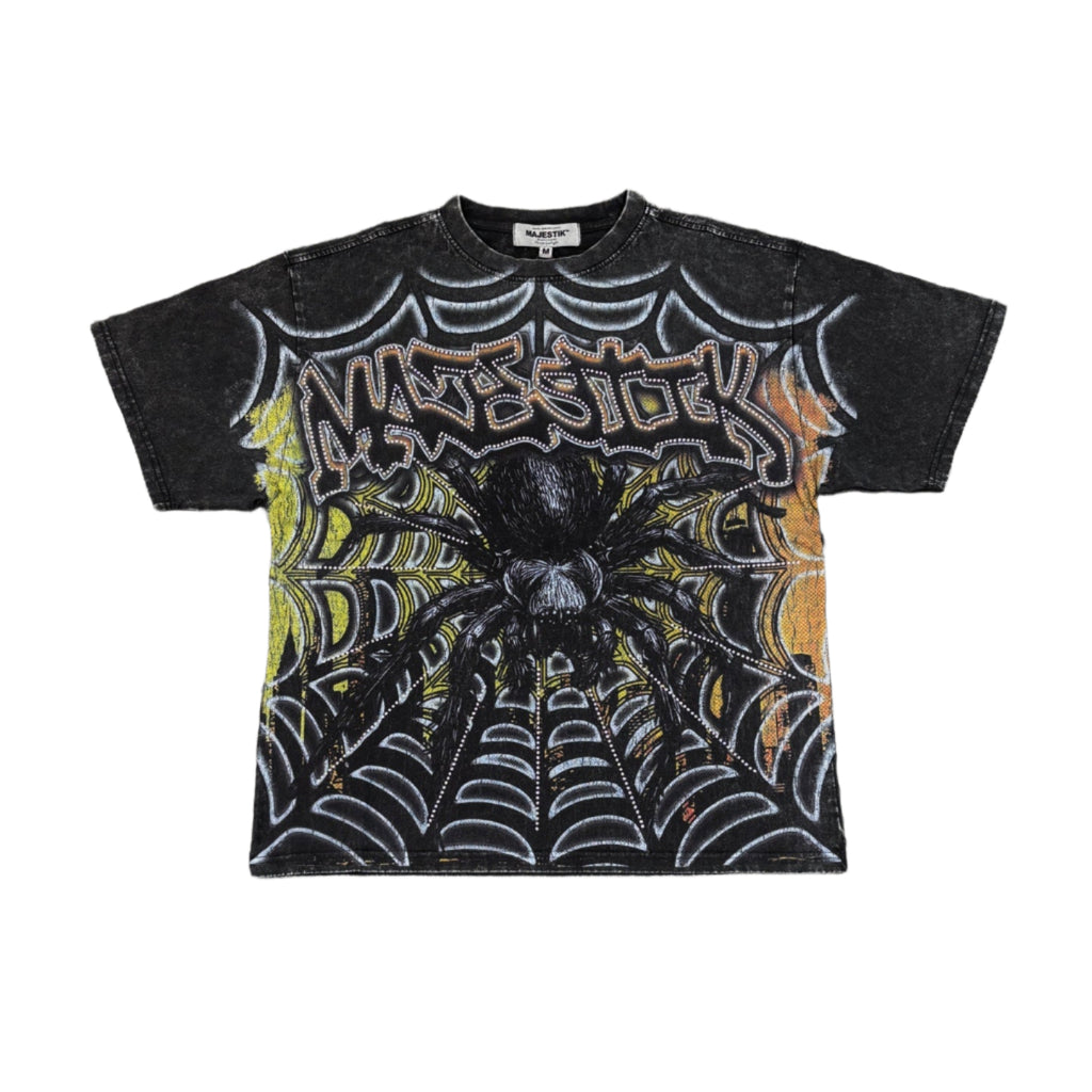 MAJESTIK Tarantula Garment Dyed Print Crop Tee