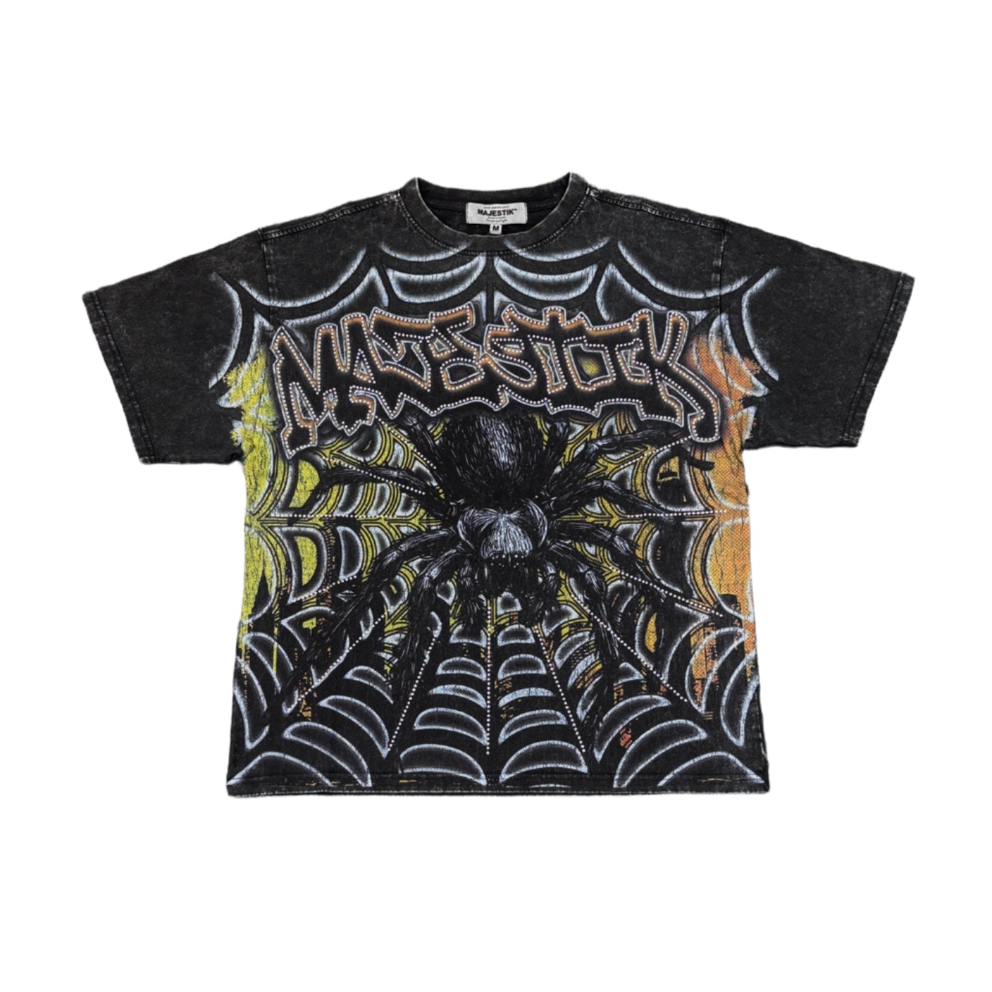 MAJESTIK Tarantula Garment Dyed Print Crop Tee
