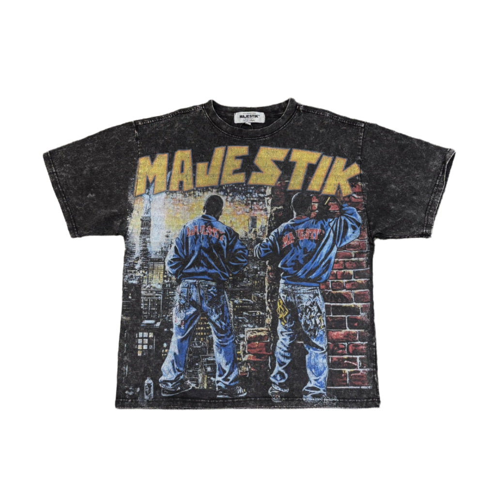 MAJESTIK Treet Artist Garment Dyed Print Crop Tee
