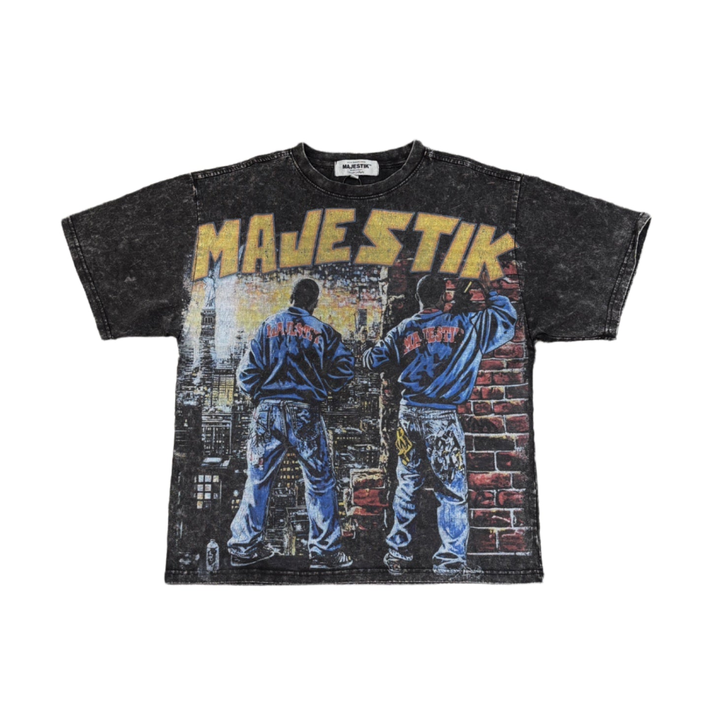 MAJESTIK Treet Artist Garment Dyed Print Crop Tee