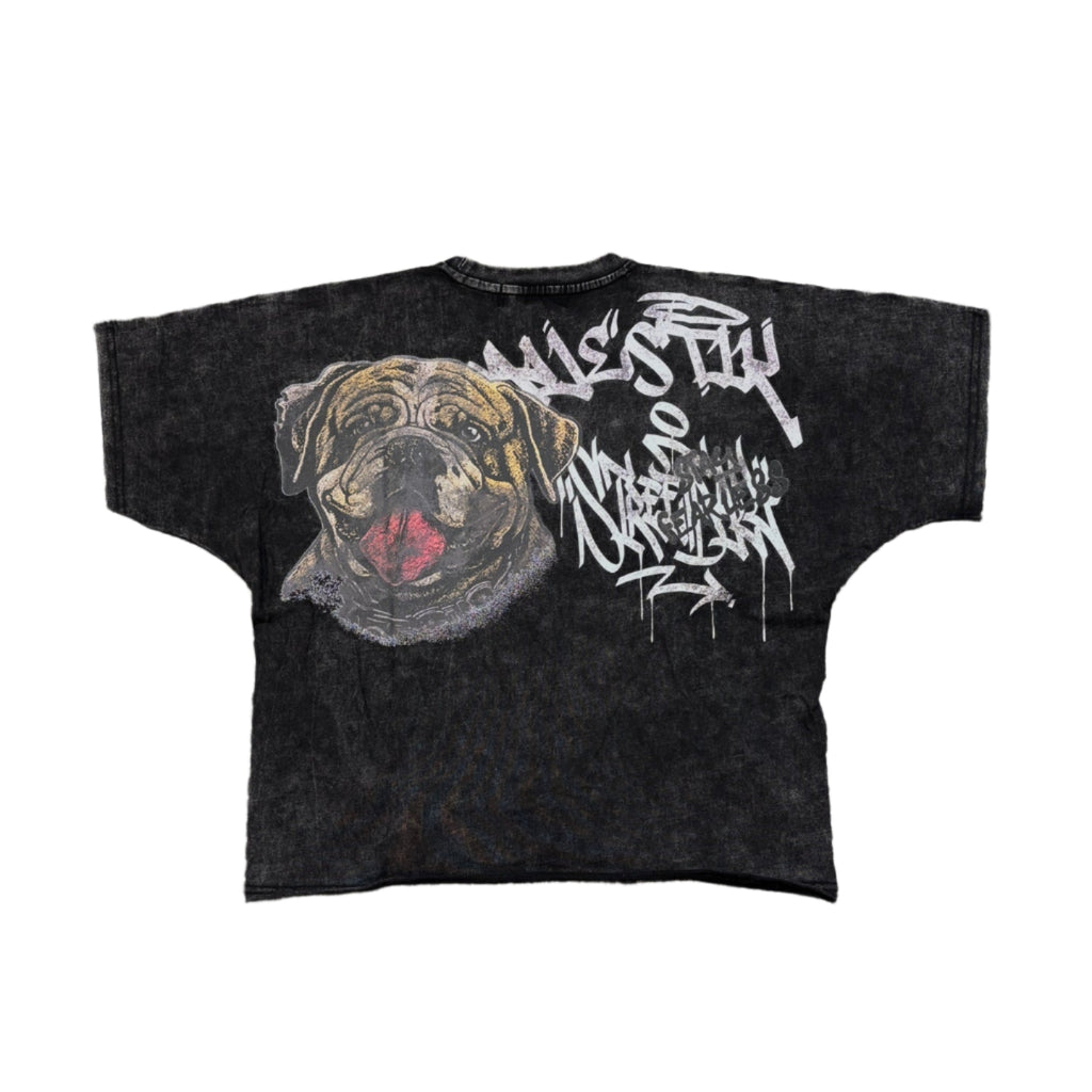 MAJESTIK Stay Fearless Garment Dyed Tapestry Patch Print Crop Tee