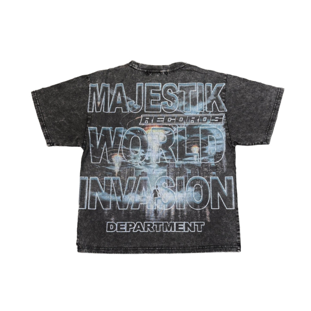 MAJESTIK Department Garment Dyed Print Crop Tee