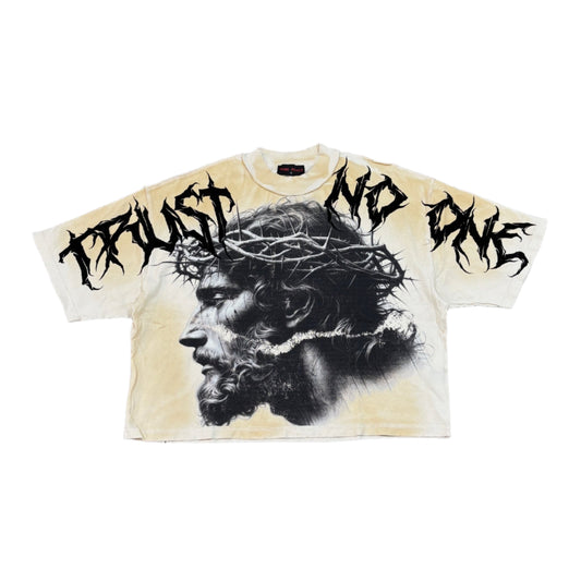 RARE PEACE Trust No One Graphic Crop Tee