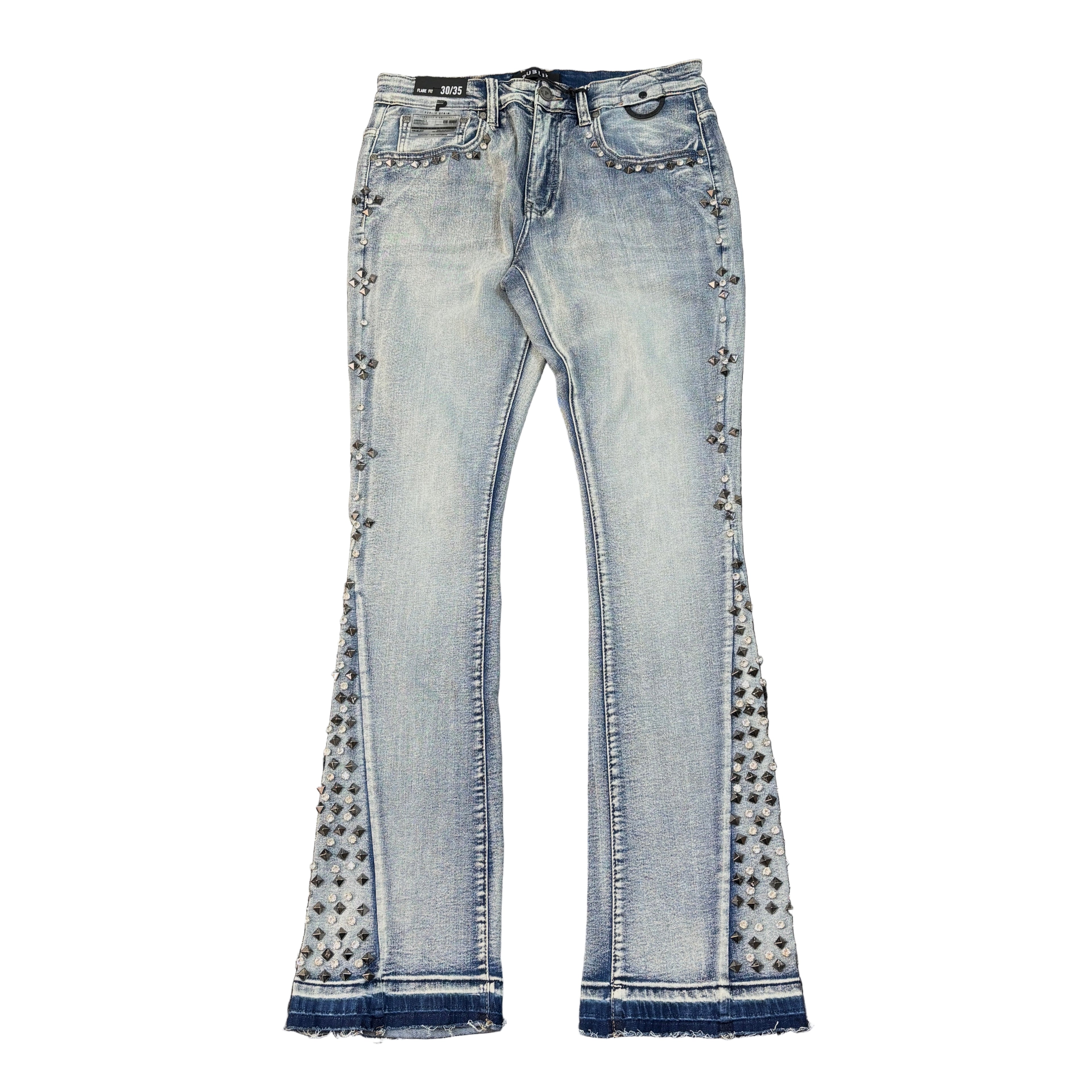 PUBLIK Washed Denim Flare Pants