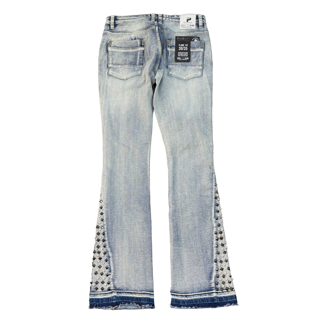 PUBLIK Washed Denim Flare Pants