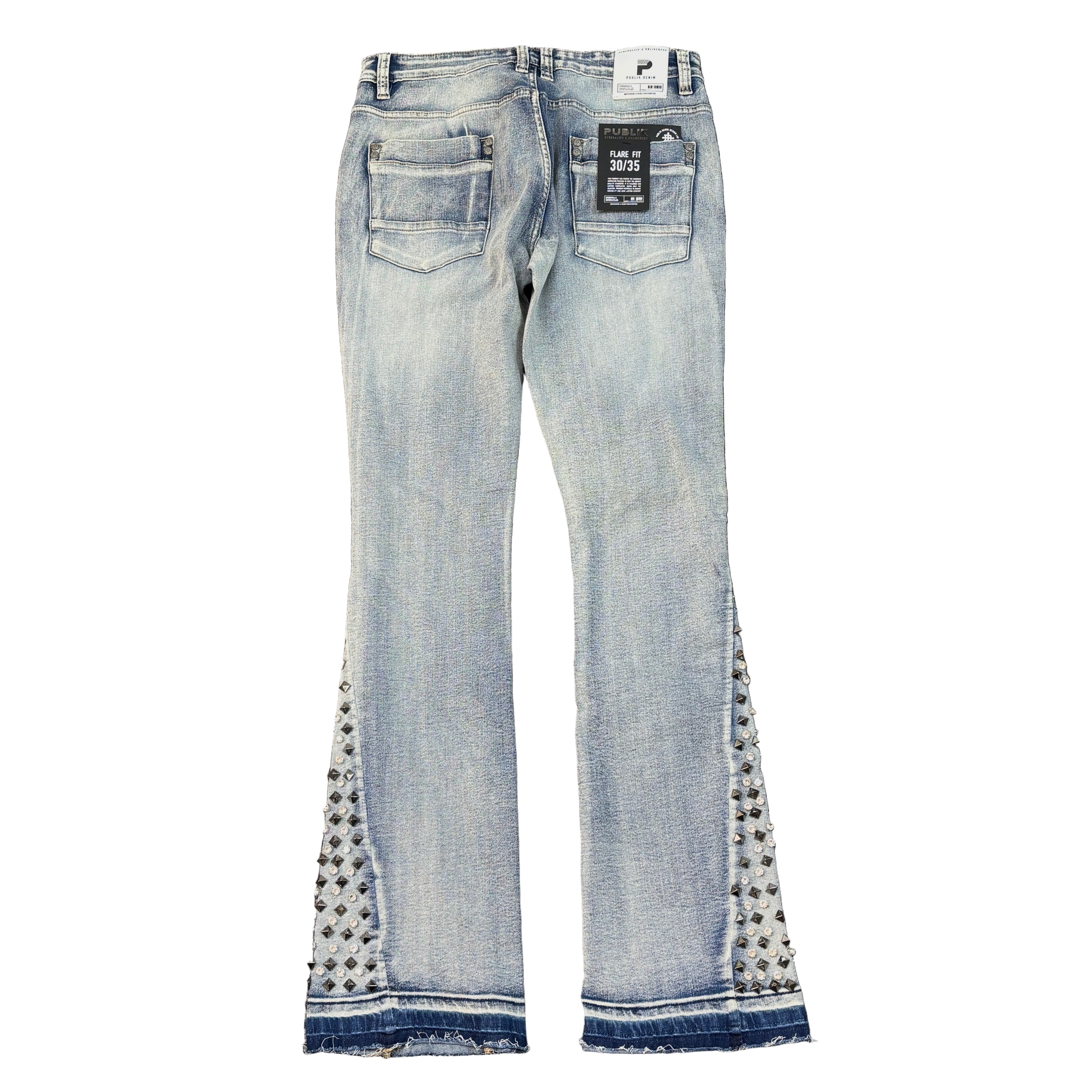 PUBLIK Washed Denim Flare Pants