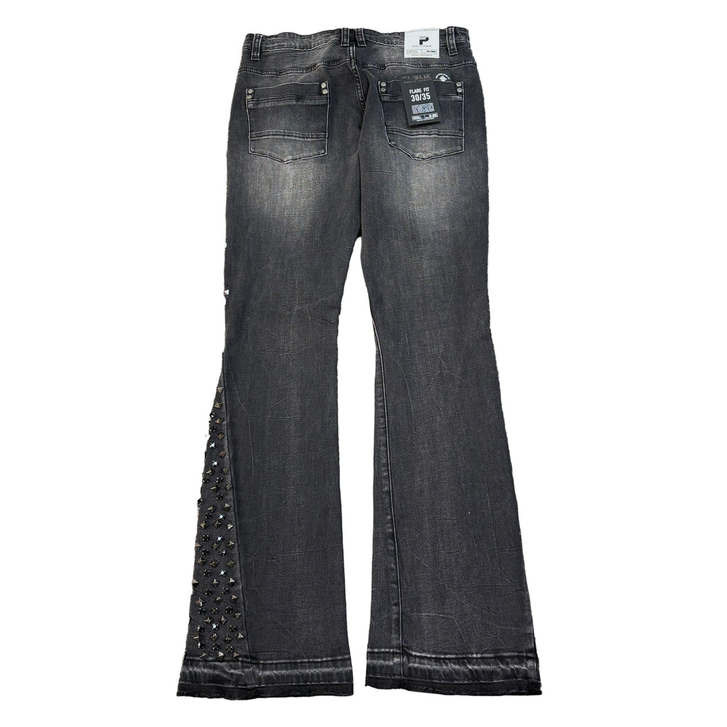 PUBLIK Washed Denim Flare Pants