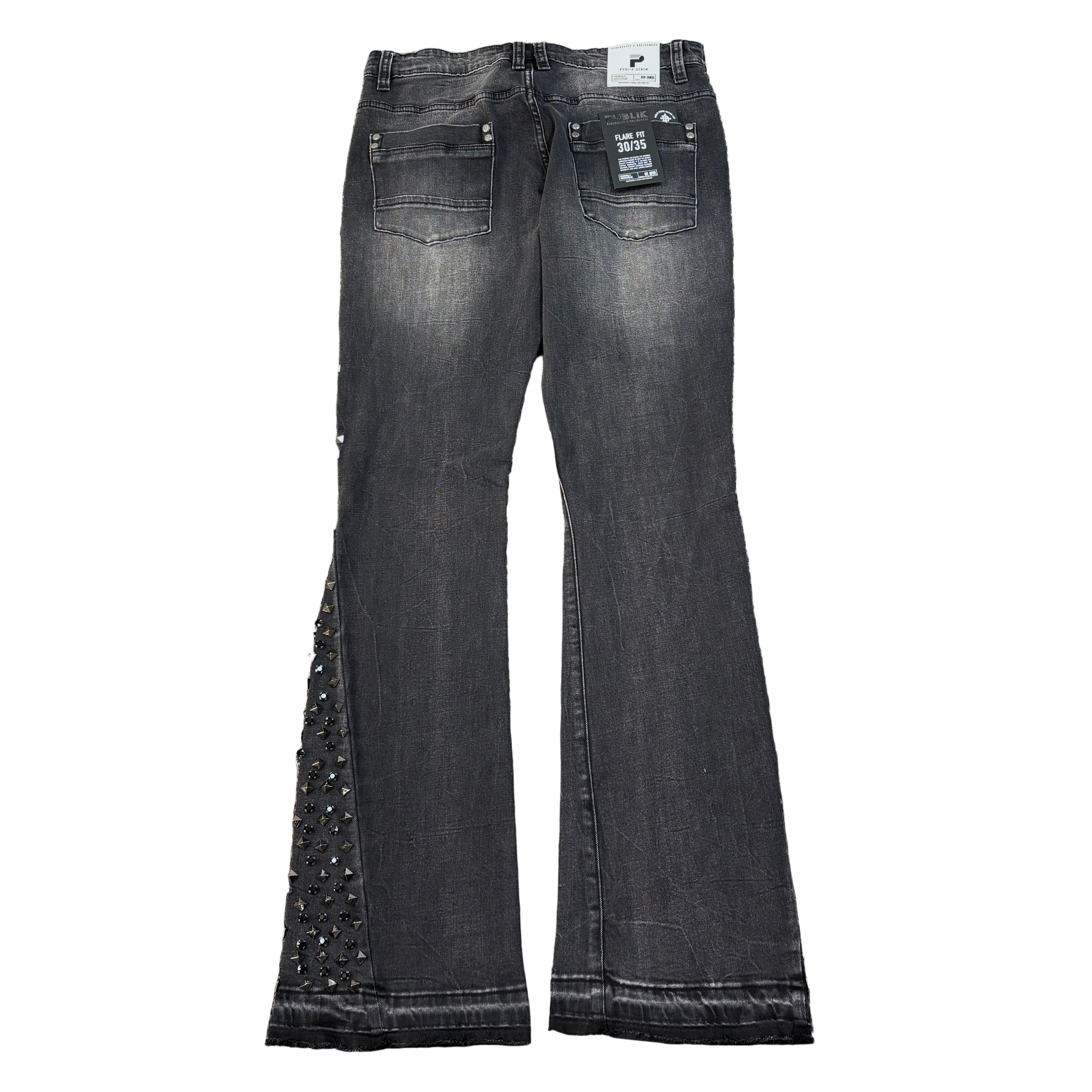 PUBLIK Washed Denim Flare Pants