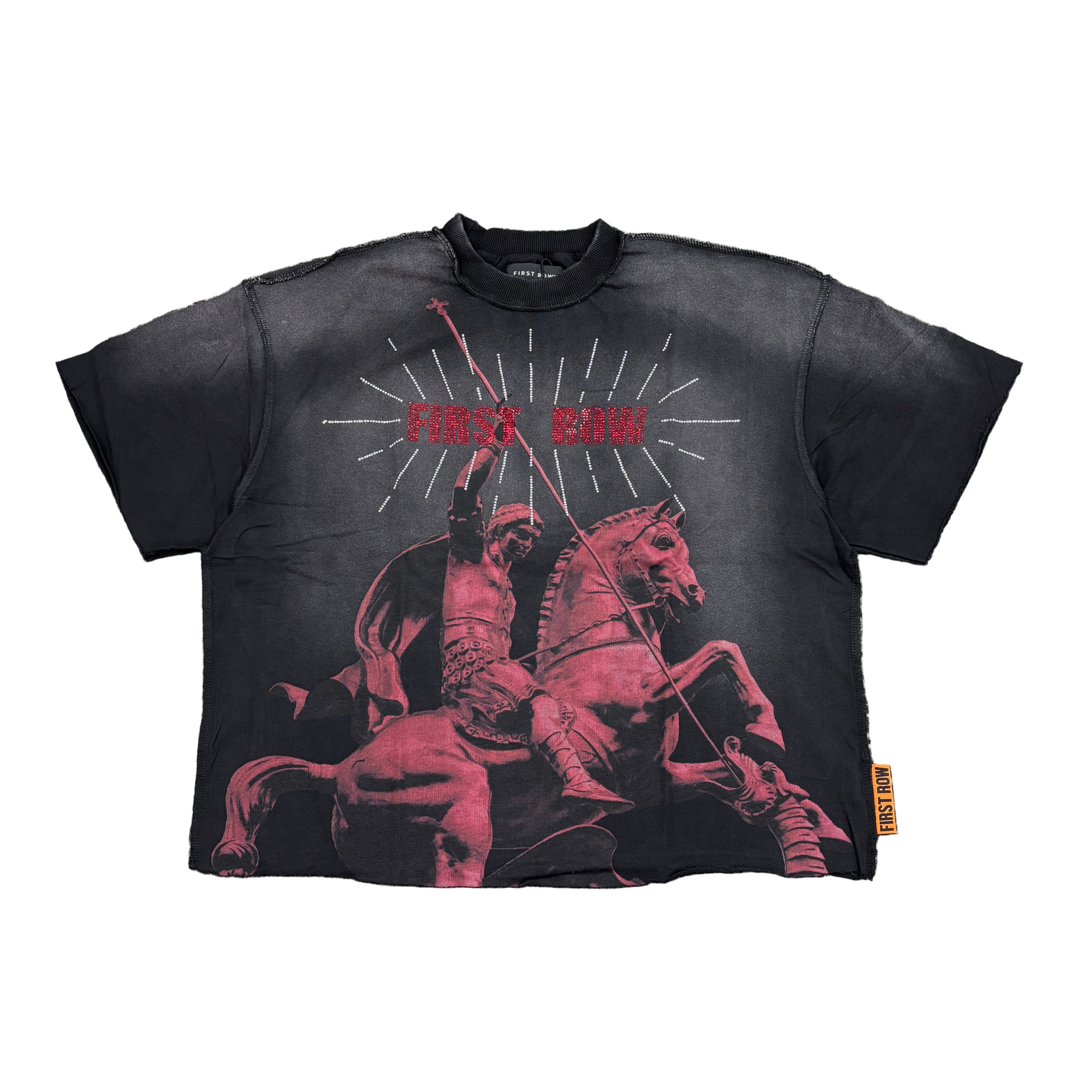 FIRST ROW Rising From Ruins Rhine Stone Graphic Crop Tee