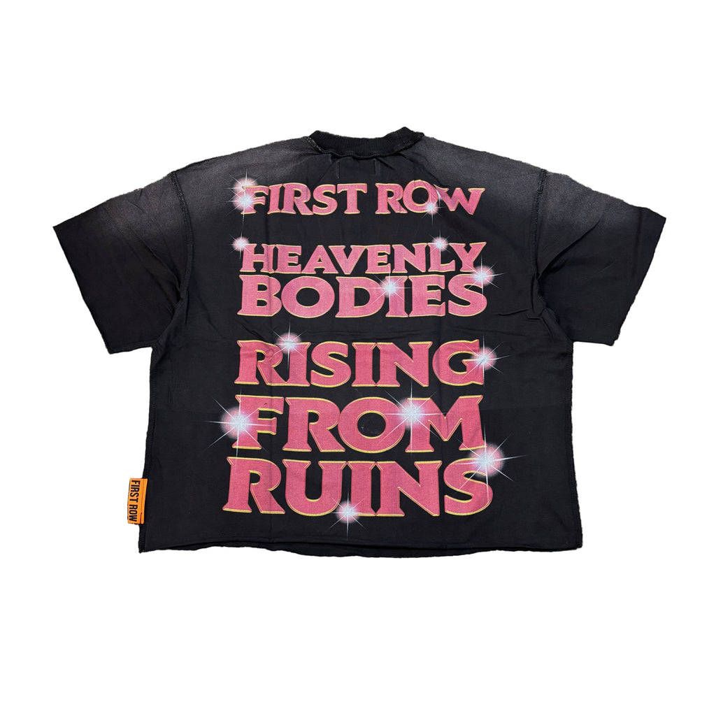 FIRST ROW Rising From Ruins Rhine Stone Graphic Crop Tee
