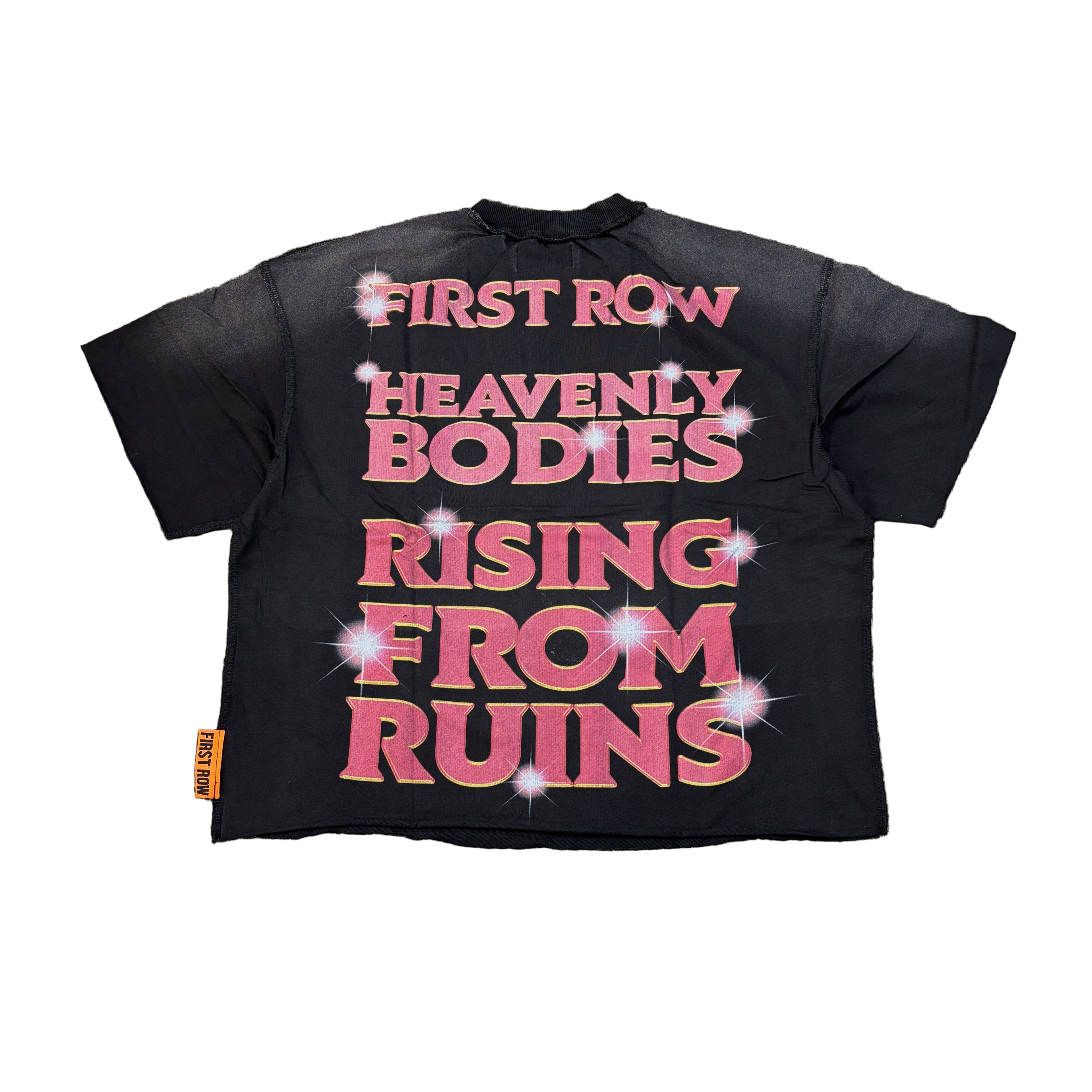 FIRST ROW Rising From Ruins Rhine Stone Graphic Crop Tee
