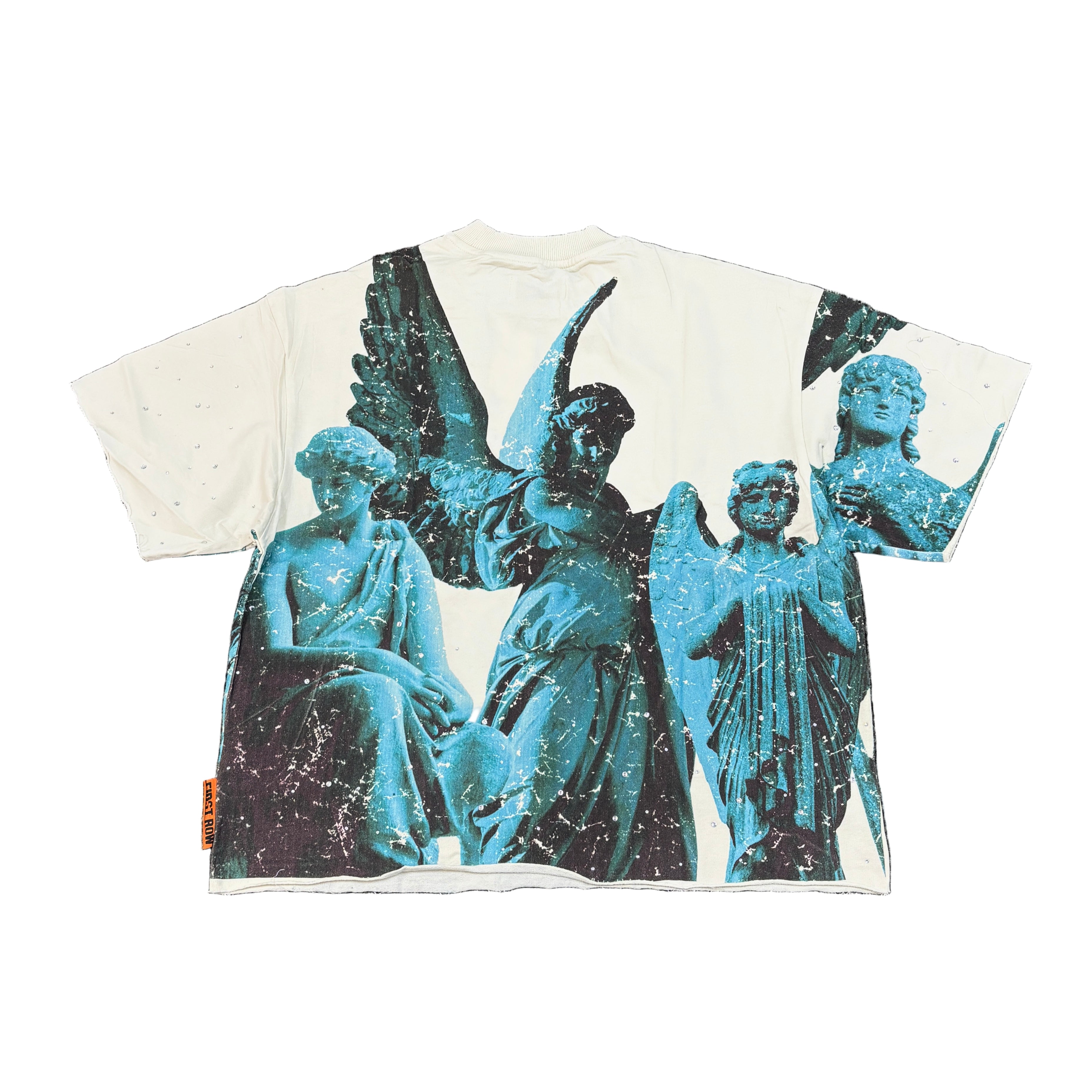 FIRST ROW Statues Rhine Stone Graphic Crop Tee