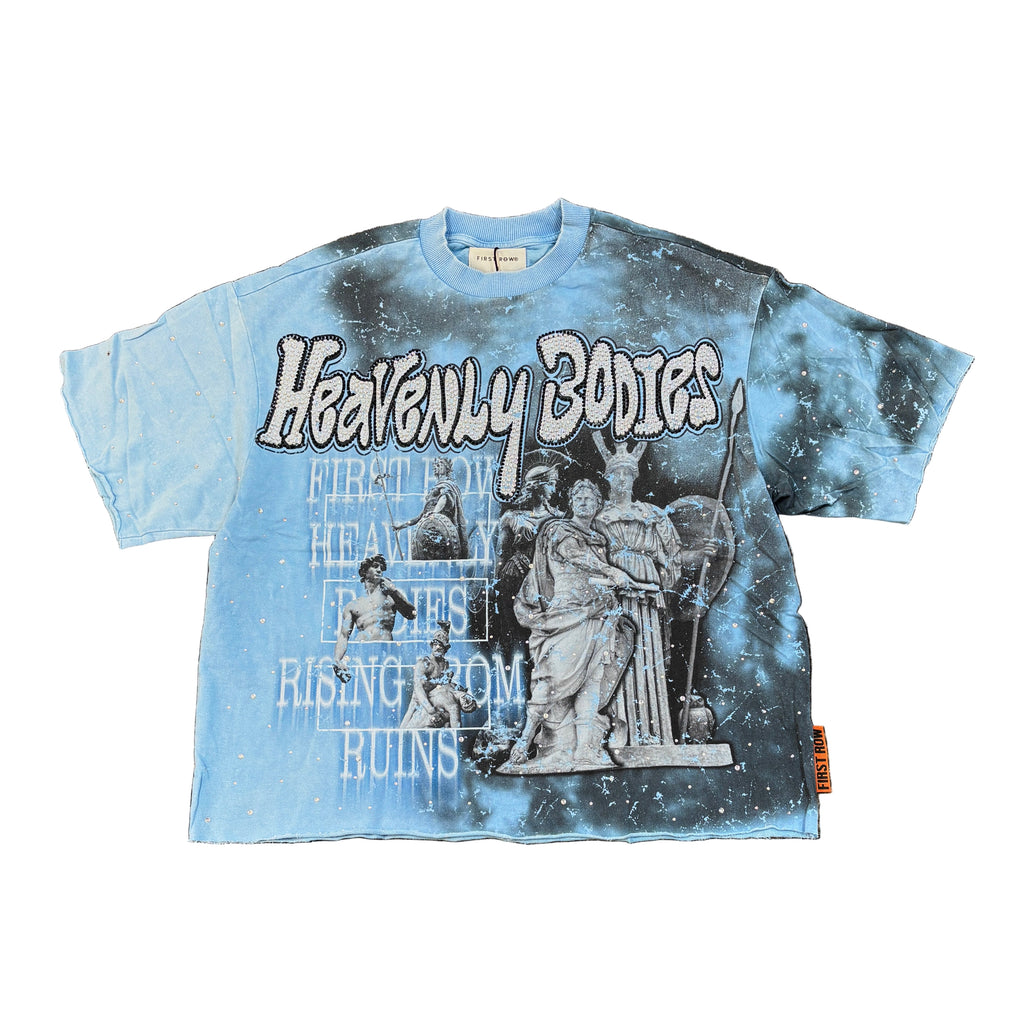 FIRST ROW Heavenly Bodies Rhine Stone Graphic Crop Tee