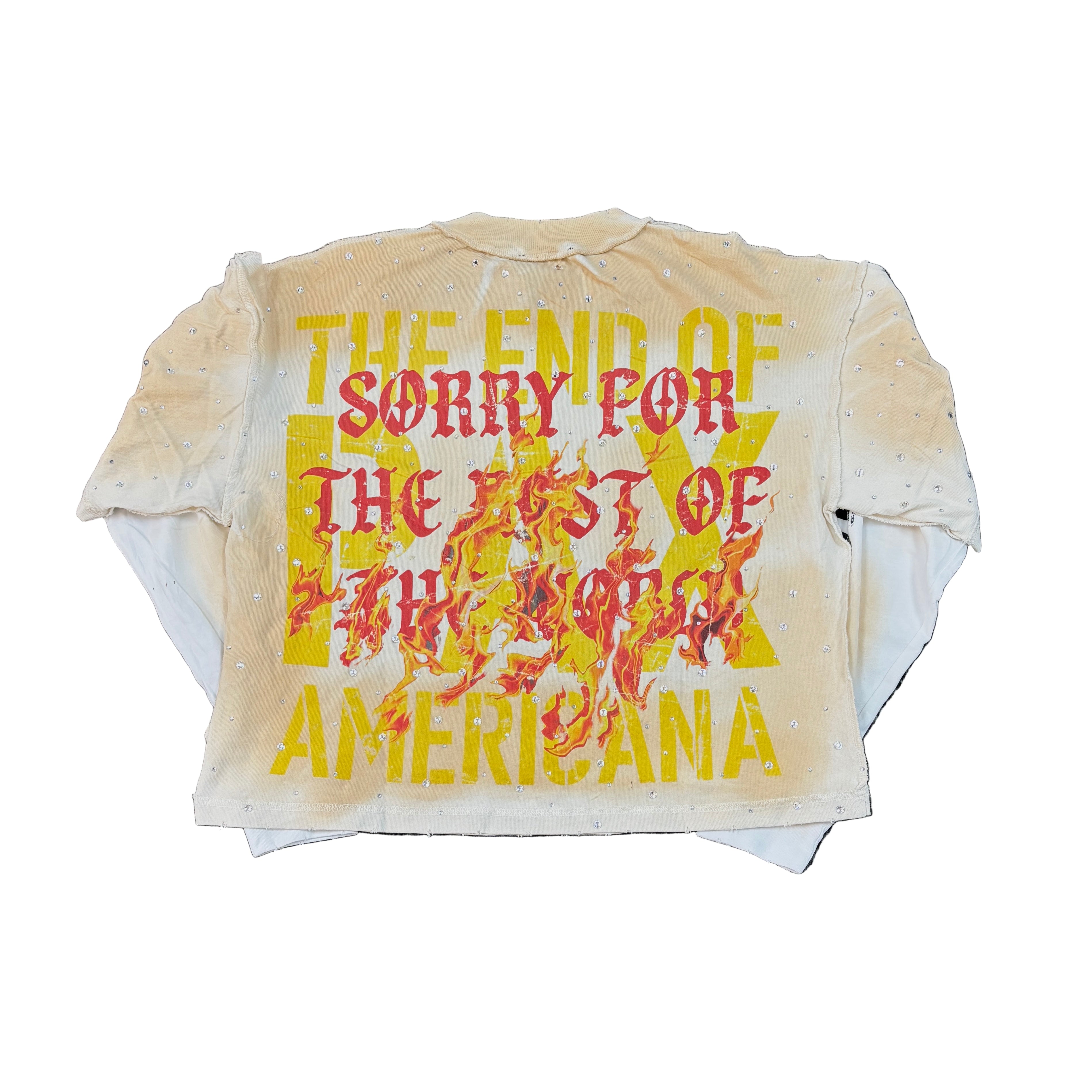 RARE PEACE SOS Crop Long Sleeve T-Shirt