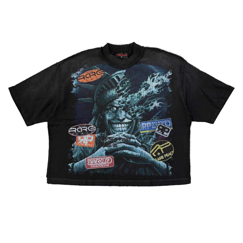 RARE PEACE Decals Crop Graphic Tee