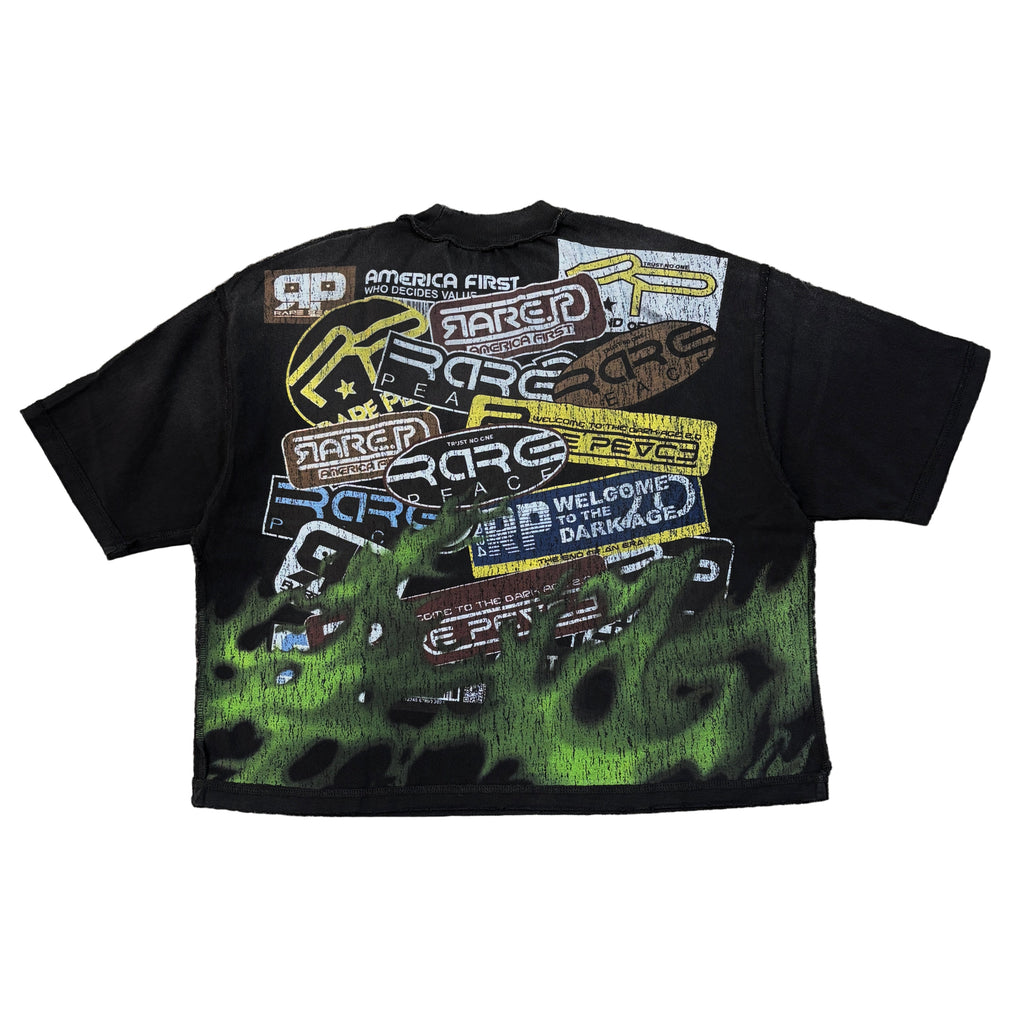 RARE PEACE Decals Crop Graphic Tee