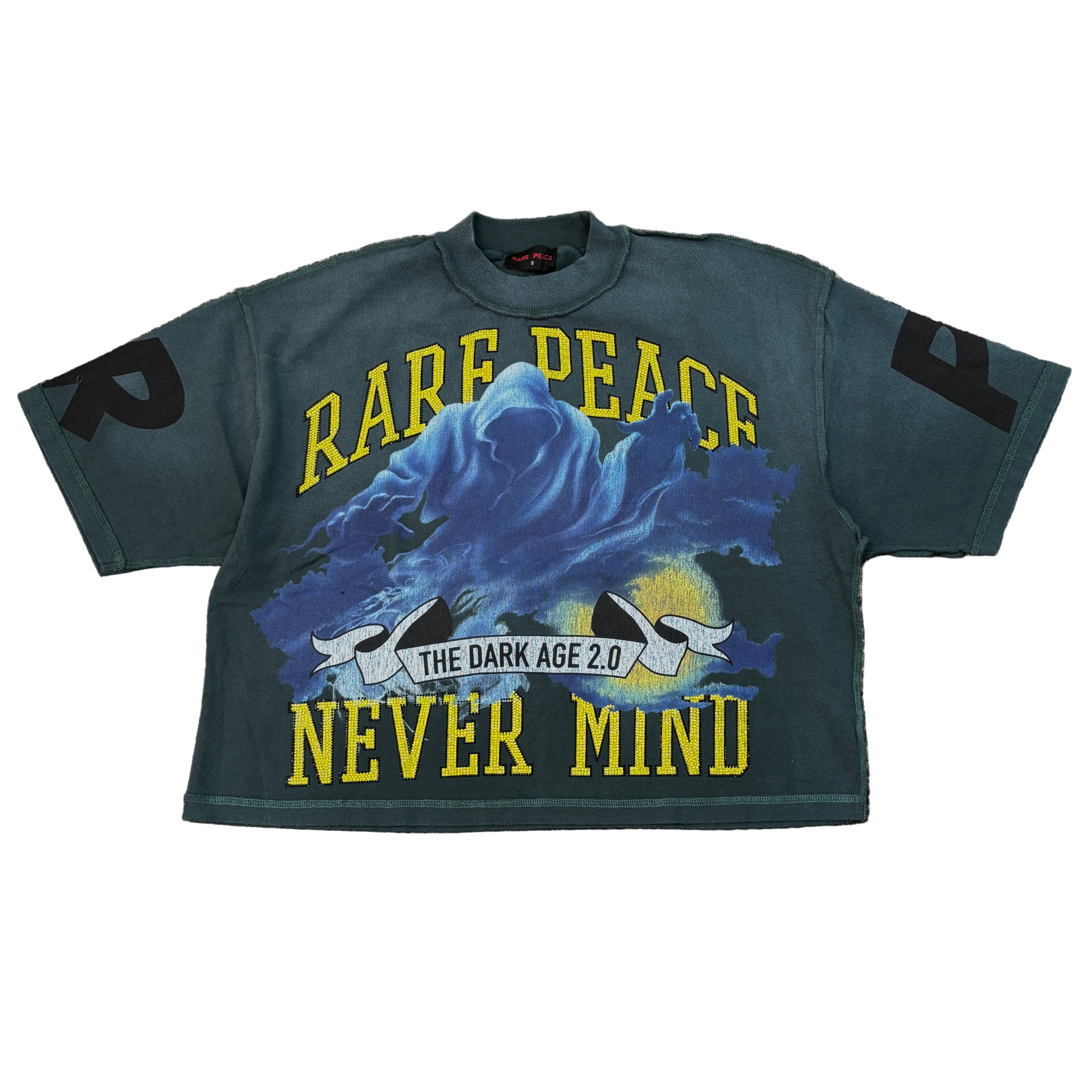 RARE PEACE Never Mind Crop Graphic Tee