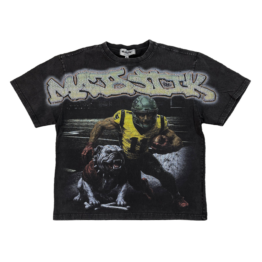 MAJESTIK Bulldog Football Graphic Crop Tee