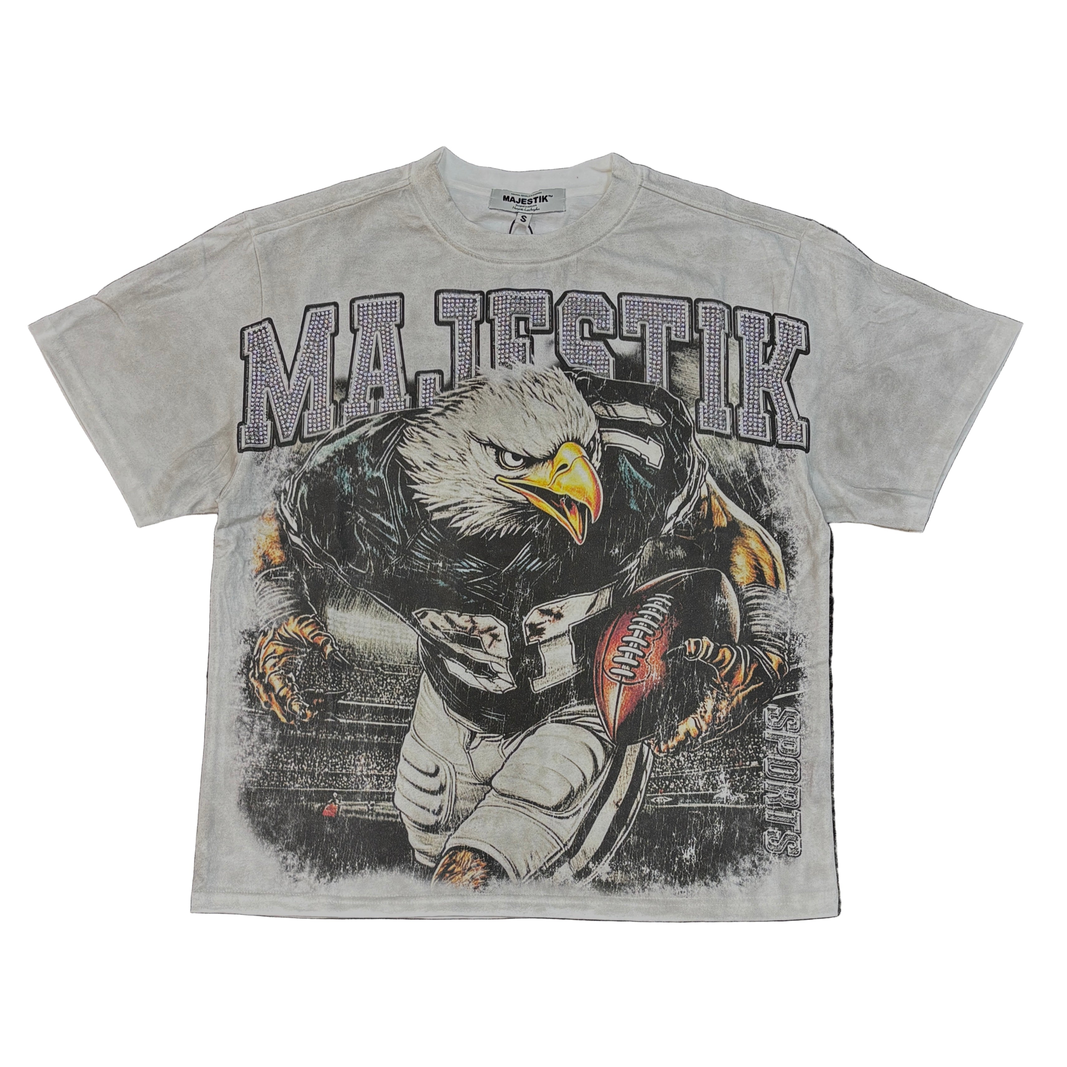 MAJESTIK Eagle Football Graphic Crop Tee